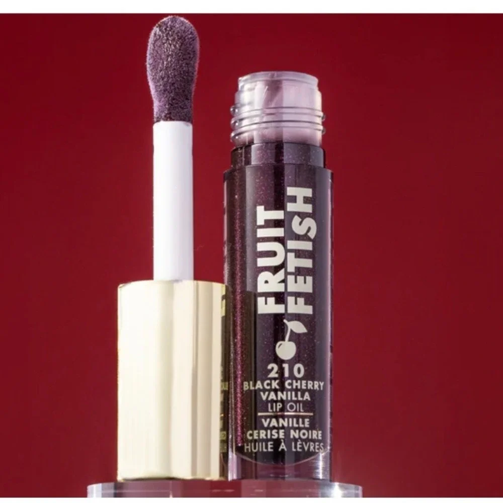 Milani Fruit Fetish Lip Oil 210 Black Cherry Vanilla 0.14oz Deep Plum Shimmer